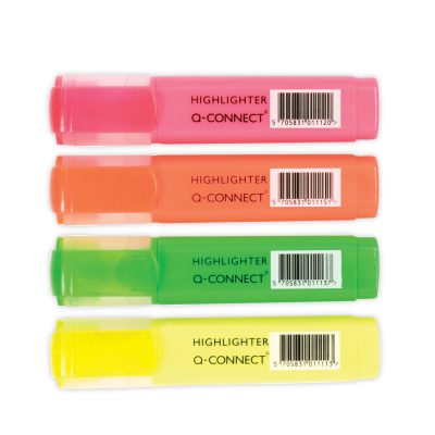 Marcadores fluorescentes Q-Connect, 4 cores