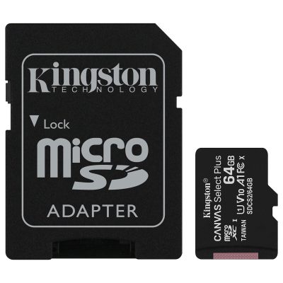 Cartão microSD Kingston Canvas Select Plus 64 GB com adaptador SD